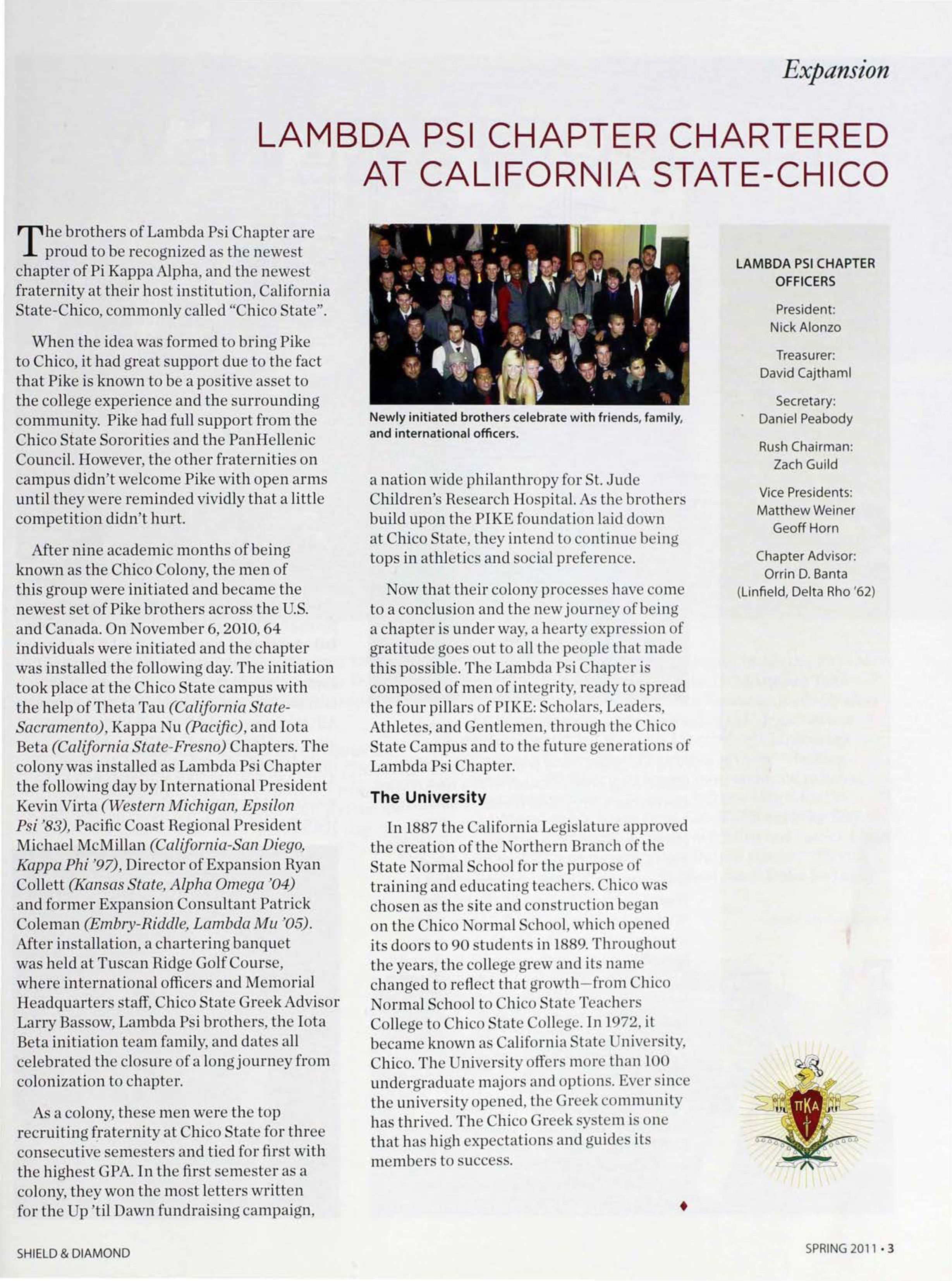 Expansion: Lambda Psi Chapter Chartered At California State-Chico